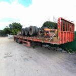 Steel Flatbed Semi Trailer Three Axle Sixty Ton Cargo Transport Trailer Platform Truck Semi Trailer