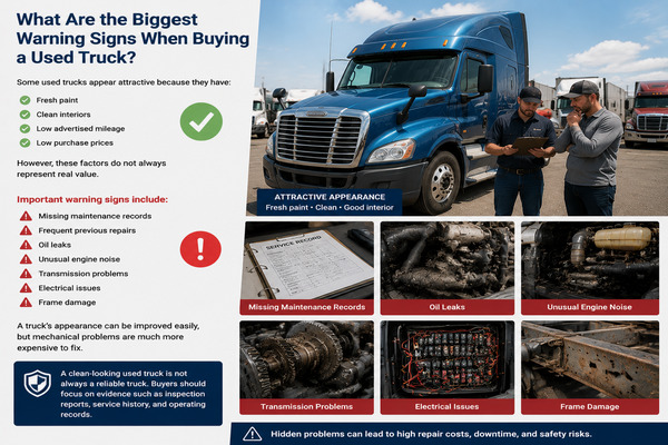 the cheapest truck is not always the most economical choice image placeholder: Used truck showing exterior condition compared with hidden mechanical inspection problems