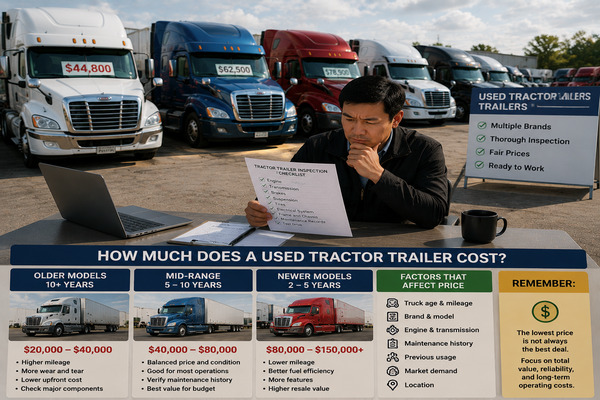 The cheapest used tractor trailer is not always the best deal Different used tractor trailers from older to newer models with price comparison information