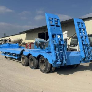 For Heavy Duty Lowboy Semi Trailer Three Axles With Ramps Used Lowbed Trailer for Excavator Loader Transport