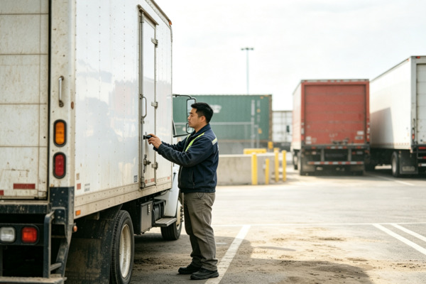 The best freight truck depends on the type of cargo, transportation distance, loading requirements, operating environment, and business needs Chinese commercial truck buyer comparing seven different freight truck types including box trucks, dry van tractors, refrigerated trucks, flatbeds, step decks, tank trucks, and dump trucks in a North American truck yard
